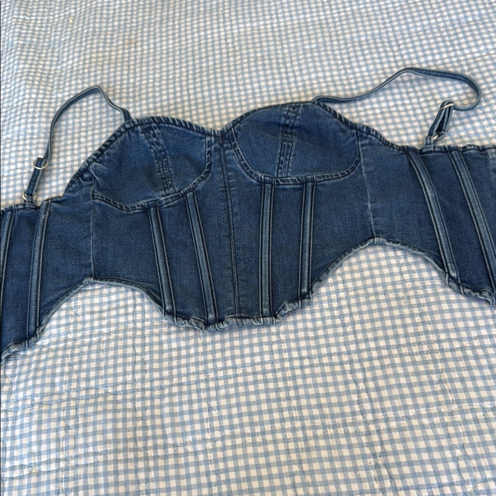 Rock & Roll Cowgirl Blue Sweetheart Bustier Top